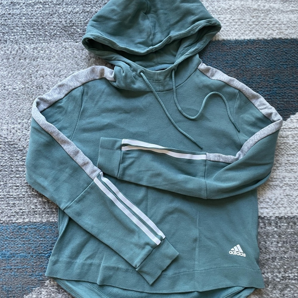 Adidas hoodie green striped